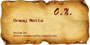 Ormay Netta névjegykártya